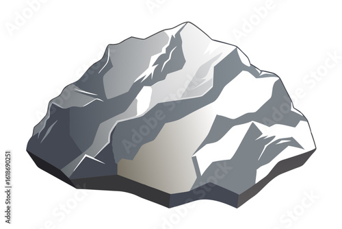 Silver ore vector silhouette with rough metallic texture for mining graphics