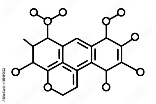 Detailed aspirin molecular structure vector with stylized bond lines