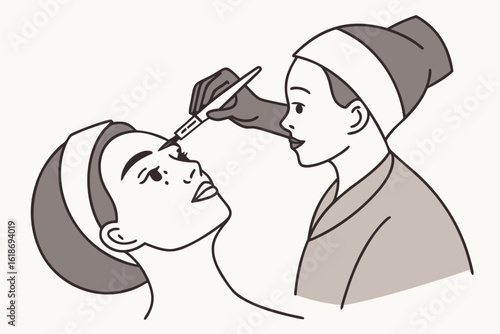 Aesthetic eye treatment techniques for enhanced facial beauty and youthful appearance modern flat illustration style