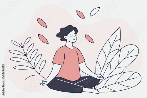 Inner peace through mindful meditation cultivating tranquility and calmness within your soul modern flat illustration style