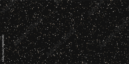 Rainy night sky with abstract blue and white snowflakes on a dark window, reflecting distant star constellations like a winter galaxy