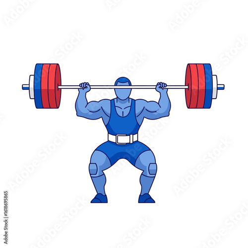 A powerful weightlifter performs a clean and jerk, showcasing impressive strength and athleticism.