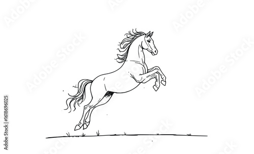 Rearing Horse Line Drawing – Bold Equestrian Sketch for Tattoo, Logo, or Motion-Themed Illustration