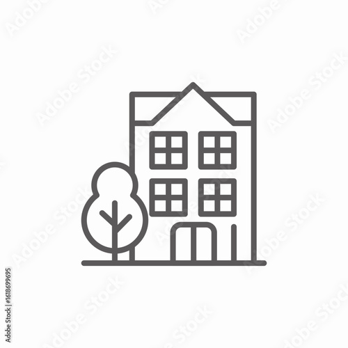 suburban building icon sign vector