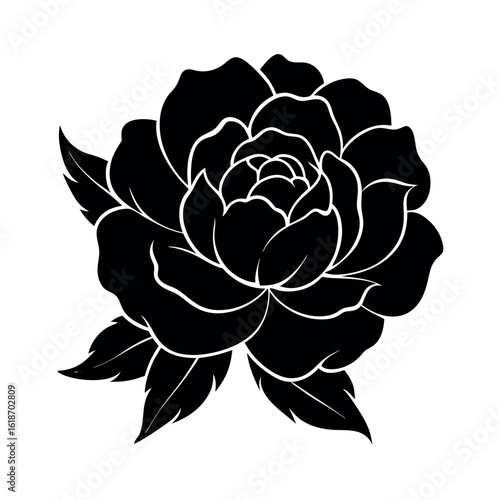 Blooming Rose Flower Silhouette Tattoo Design