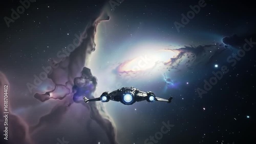 4K footage of traveling through star fields in deep space, supernova colorful glowing light, space nebula blue background, stars motion, rotating galaxy, cosmic dust and particles, seamless video loop