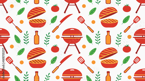 Barbecue grill utensils and food pattern spatula knife