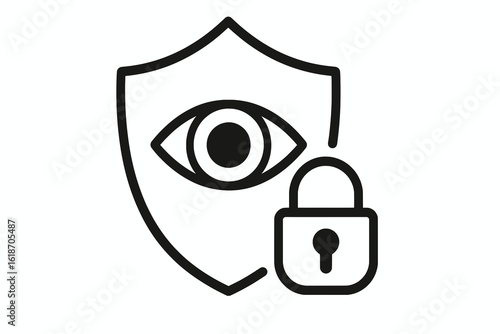 Secure Vision: Eye and Lock Security Icon Vector Illustration