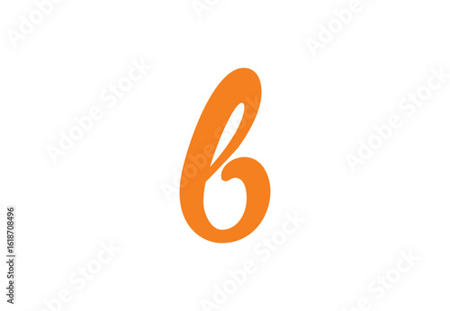 Elegant Orange Script Lowercase Letter B Logo
