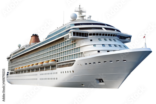 A large cruise ship isolated on transparent background, offering a luxurious vacation and a memorable journey across the ocean for passengers