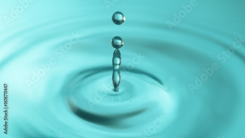 Blue Water drop falling, ma...