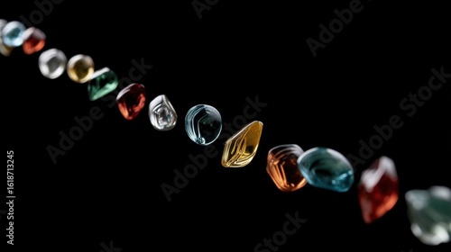 Colorful glass beads falling down