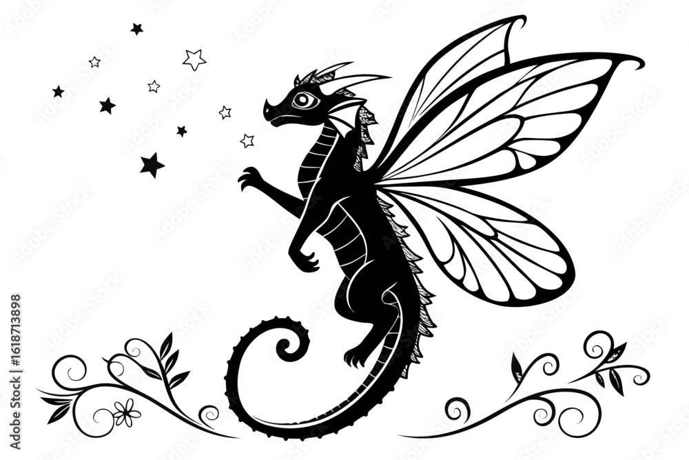Naklejka premium Dinosaurs mythecal sihouette black vector