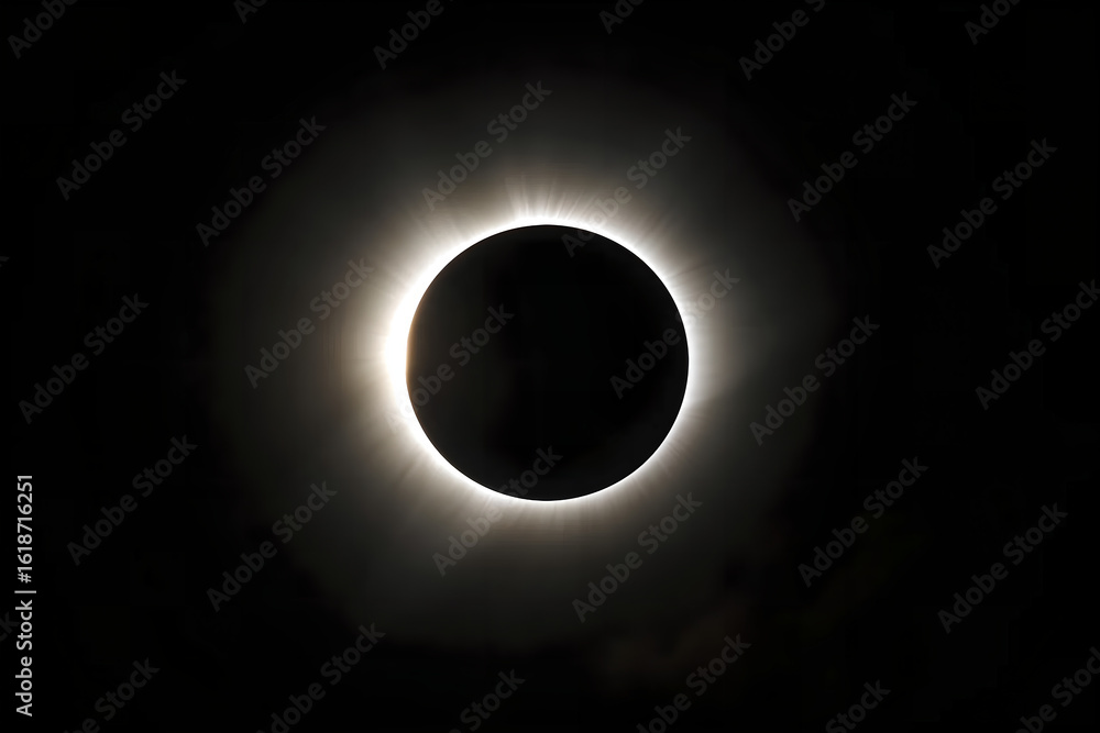 Obraz premium Total solar eclipse captured on black and white camera.