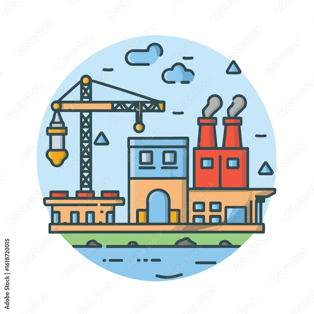 Naklejka premium illustrations vector construction industry building machine
