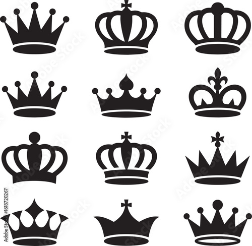 Royal crowns regal symbols various designs monarchy