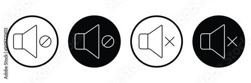 Mute sound icon simple vector isolated symbol. Audio speaker volume.Set of volume icons.Volume max collection. Speaker icon on white background. Mute Icon with Crossed Speaker Symbol eps 10
