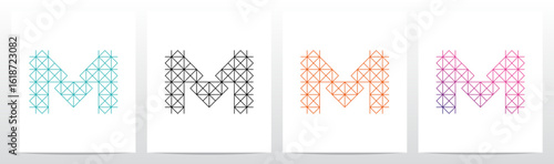 Diagonal Square Triangle Lines Letter Initial Logo Design M
