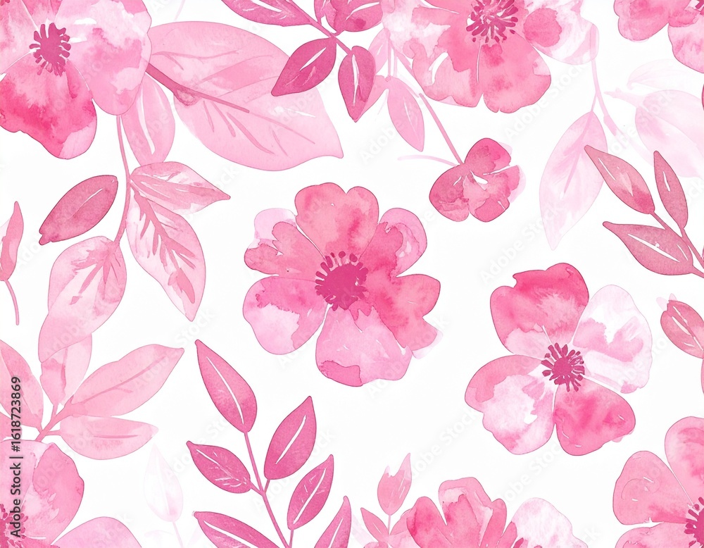 Obraz premium Watercolor Botanical Pattern – Elegant Leaf Design generated AI