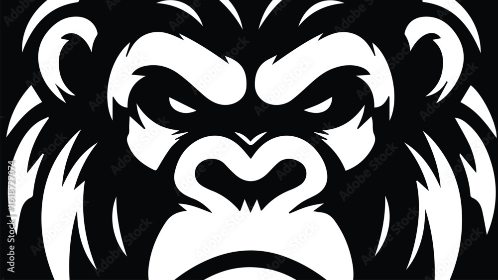 Fototapeta premium black and white gorilla face background
