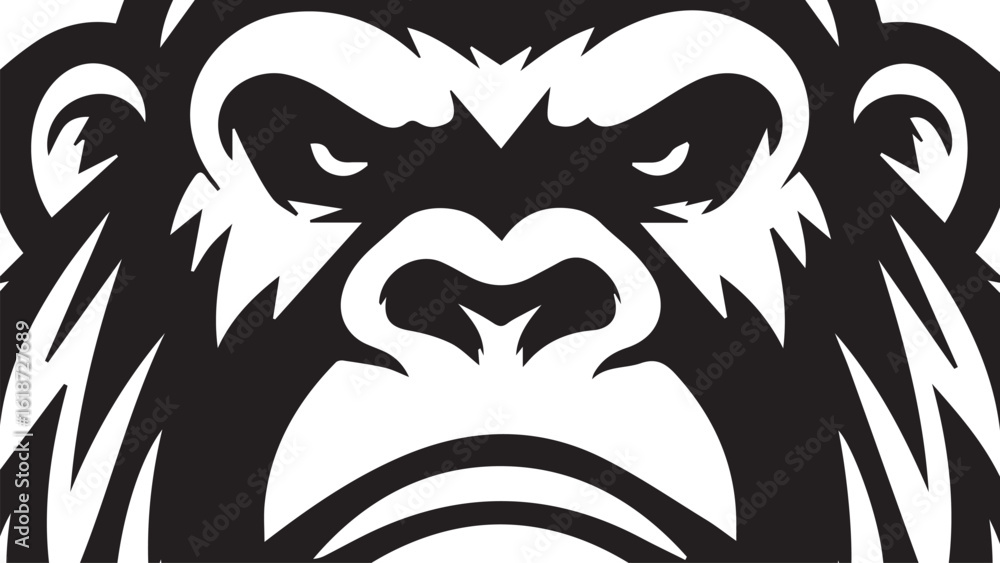 Fototapeta premium black and white gorilla face background