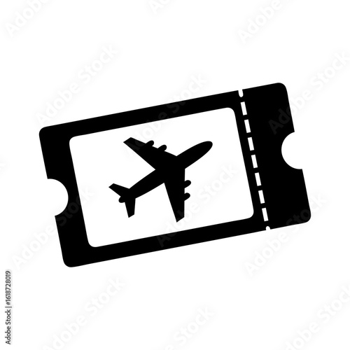Airplane Ticket or Boarding Pass Icon for Travel and Flight Bookings