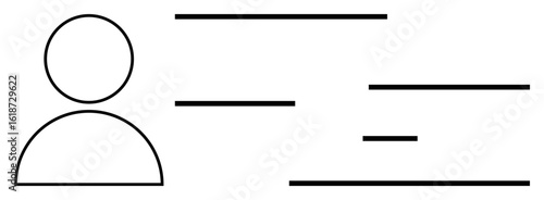 Circular avatar on the left with horizontal lines representing text, creating a simple and clean profile design. Ideal for user interface, profile page, design mockups, web templates, minimalism