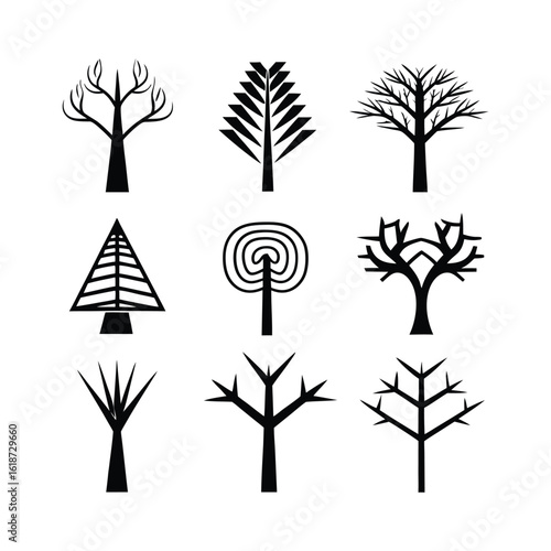 Minimal Tree Vector Illustration | Nature Tree Silhouette Icon

