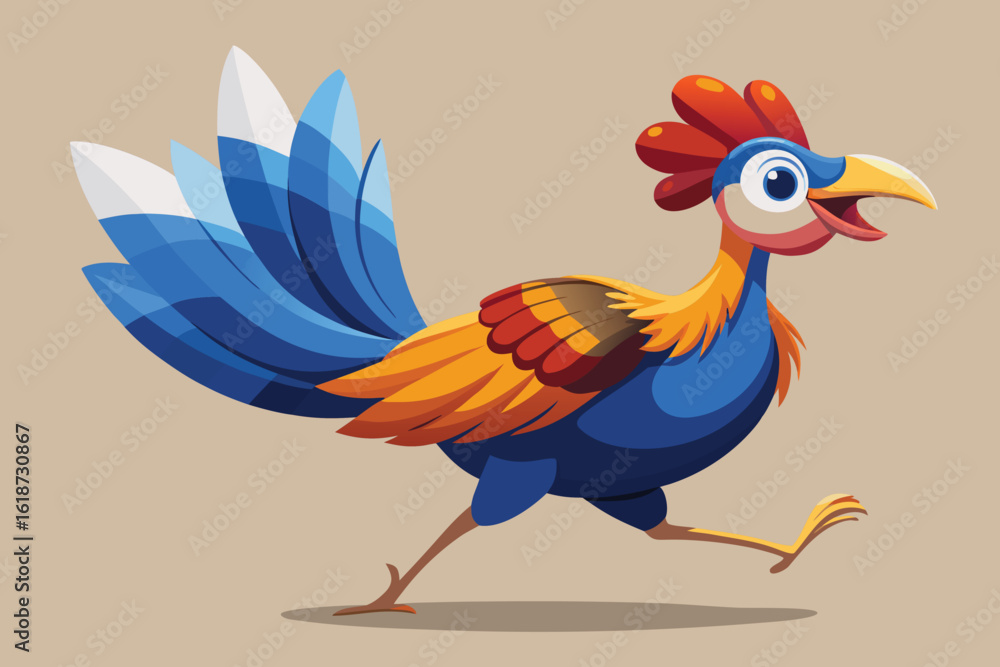 Obraz premium Cartoon Running Turkey Illustration for Thanksgiving and Holiday Designs Vector Art