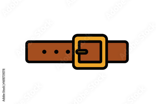 Vector illustration of a brown leather belt with buckle