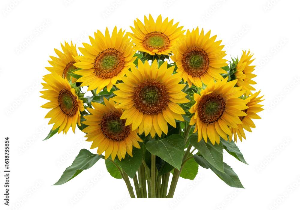 Obraz premium A bouquet of sunflowers isolated on transparent background