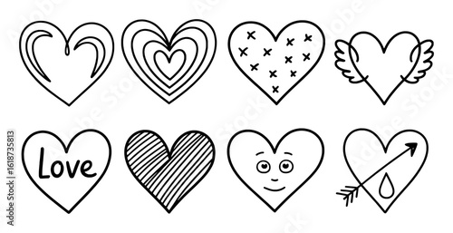 Diverse Heart Shapes And Designs Collection love symbol