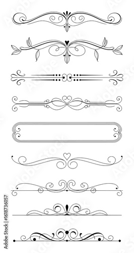 Elegant decorative flourishes and dividers with floral accents ornate scroll