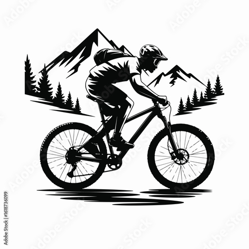 Mountain Biker Silhouette Adventure