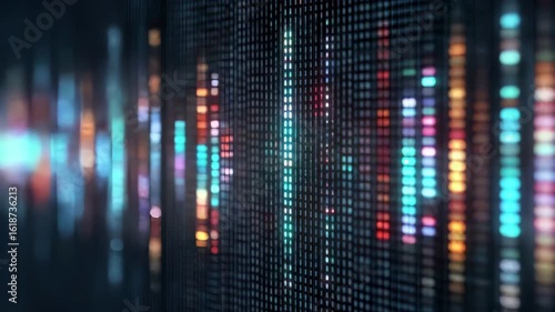 Wallpaper Mural Colorful data visualization dashboard with blurred analytics charts and digital metrics display. Abstract business intelligence background with bokeh effects, financial graphs, and statistical Torontodigital.ca