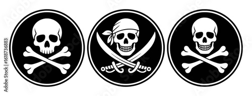 Skull crossbones pirate flags symbols vector