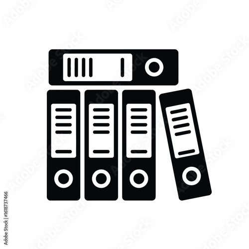 Stack of black ring binders for document organization