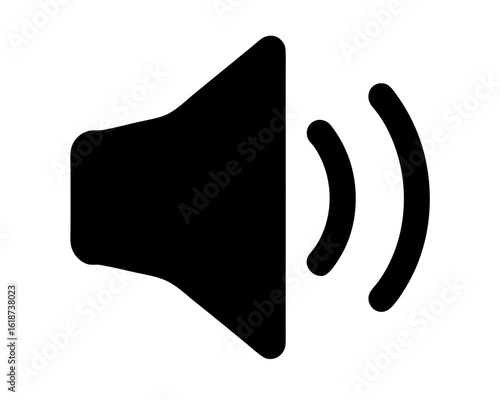 Black speaker icon with sound waves, a symbol of audio output