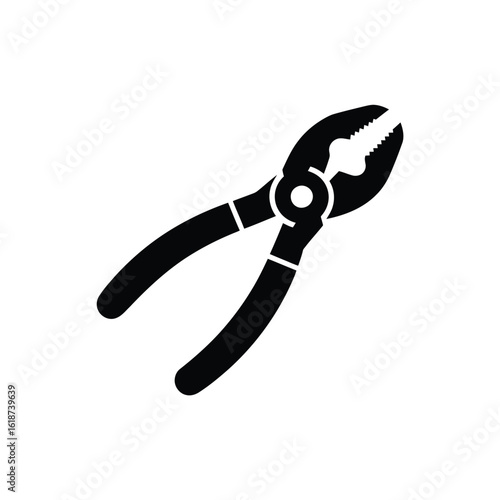 Black silhouette of a pair of pliers on a white background