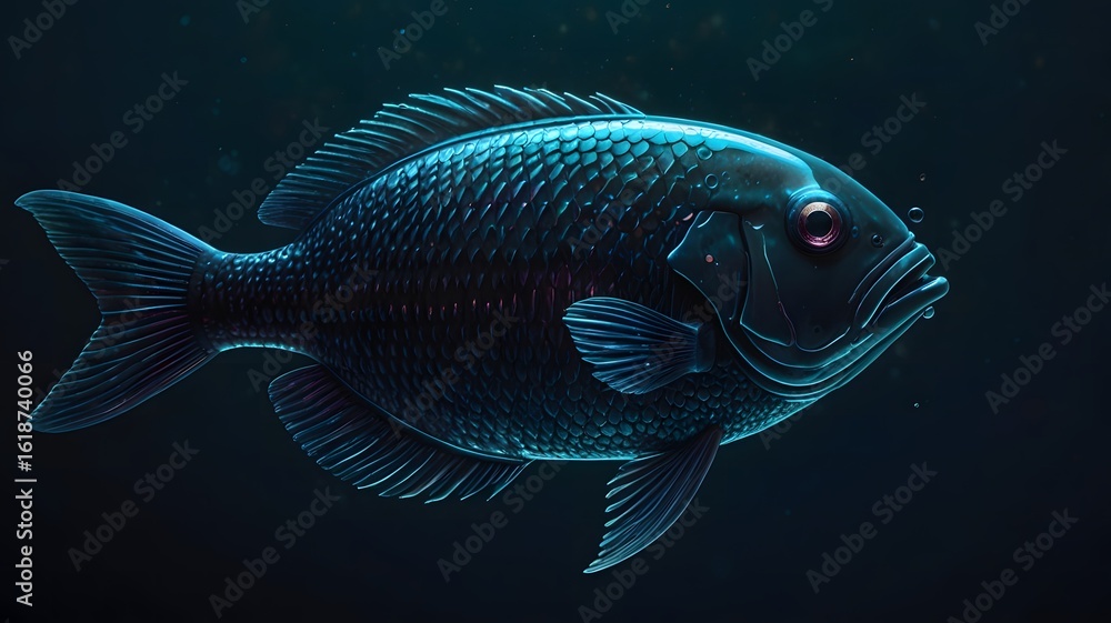 Fototapeta premium Neon Fish Against a Dark Scene