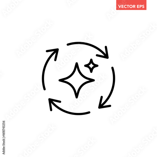 Single round regenerate line icon, simple artificial intelligence prompt cycle flat design vector pictogram, infographic interface elements for app logo web button ui isolated on white background