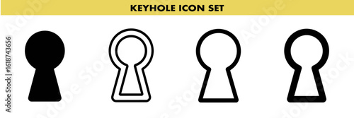 Four different keyhole icon designs shown in a minimalistic style on a white background layout