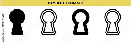 Four different keyhole icon designs shown in a minimalistic style on a white background layout