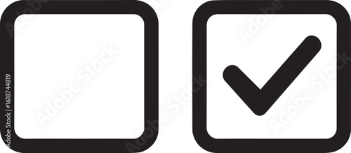Checkbox and Tick Icons Representing Selection Choice Confirmation Approval Completion Acceptance and Affirmative Action on a White Background