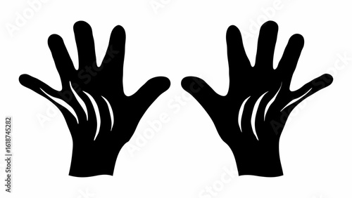 Two black hands with white claw marks displayed against a white background in a symmetrical layout silhouette