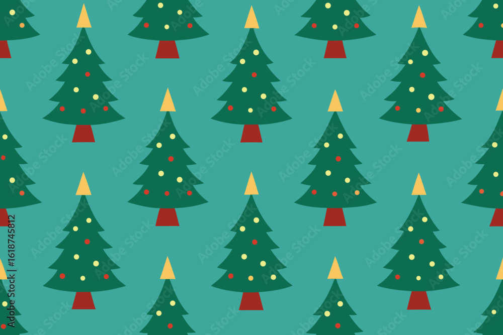 Obraz premium seamless christmas pattern with christmas tree, ideal for gift wrapping and textile design vector illustration