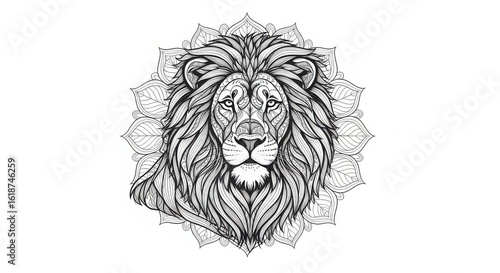 Intricate mandala lion head tattoo design