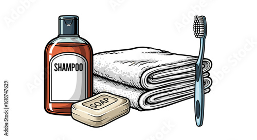 Hygienic Bathroom Essentials For Personal Care And Cleanliness Isolated On Transparent Background