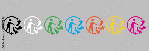 Triman logo recycling icon set in transparent PNG and vector format, official French recycling symbol for packaging, polybags, and sustainable waste sorting systems in France