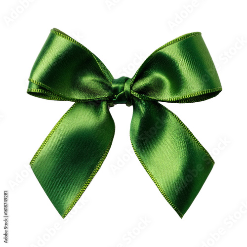 Green bow isolated on transparent background